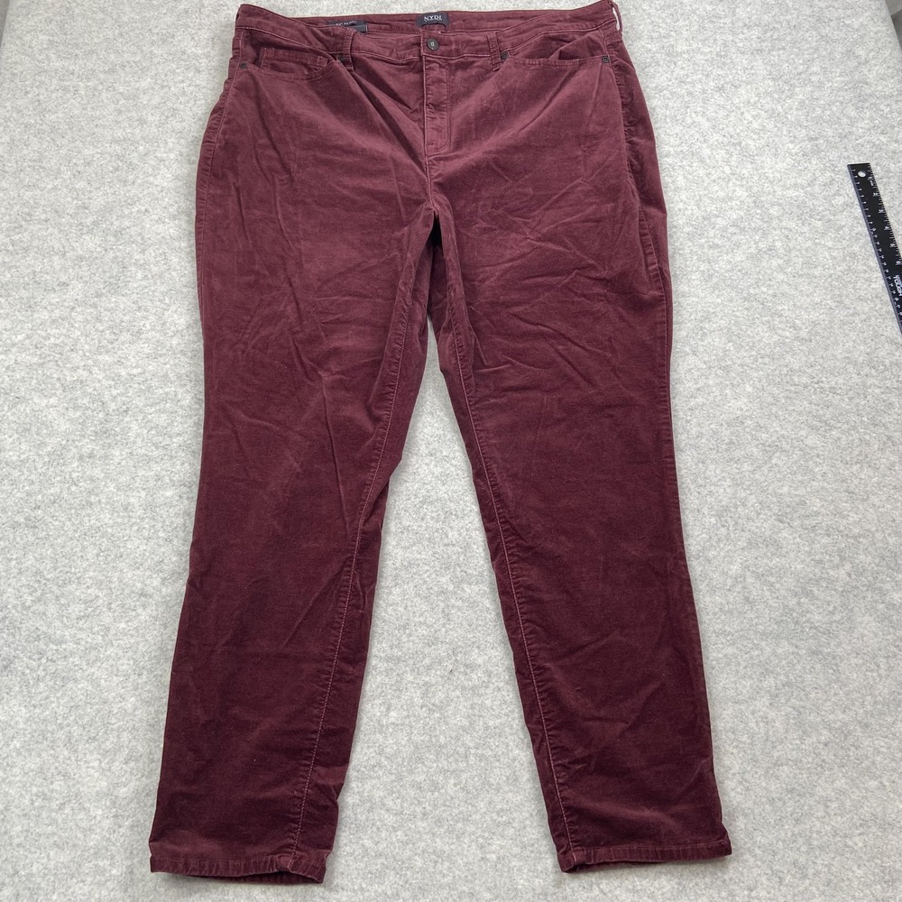 NYDJ Ami Skinny Corduroy Jeans Womens 22W (41x28) Red High Rise Lift Tuck